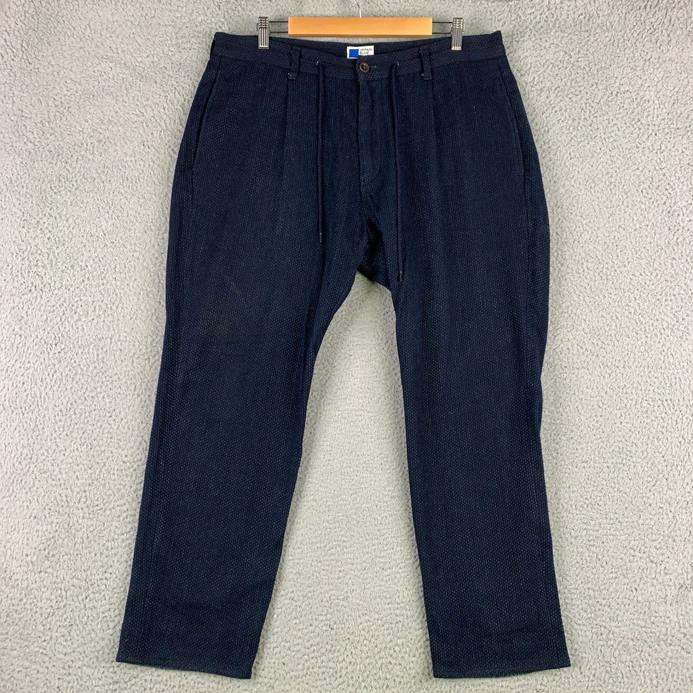 Japan Blue Jeans Sashiko 11oz Tapered Pants Mens XL Indigo Blue Drawstring Woven
